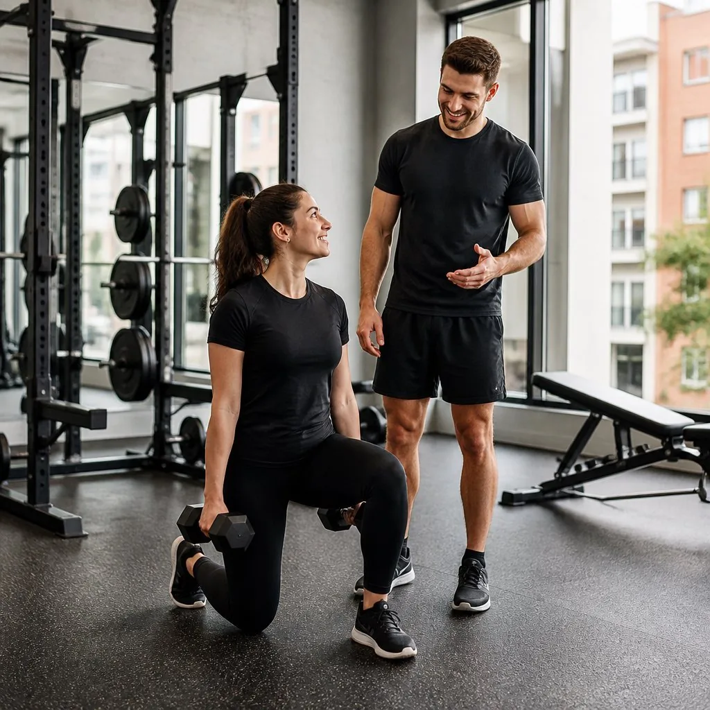 Personal trainer coaching a client in a South Melbourne gym
