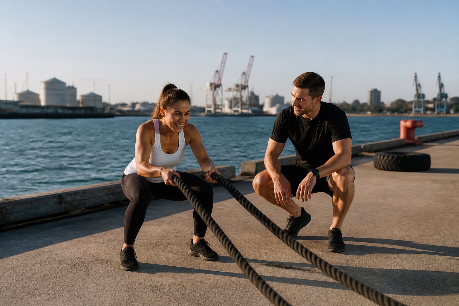 high-intensity interval training and docklands with personal trainer port melbourne